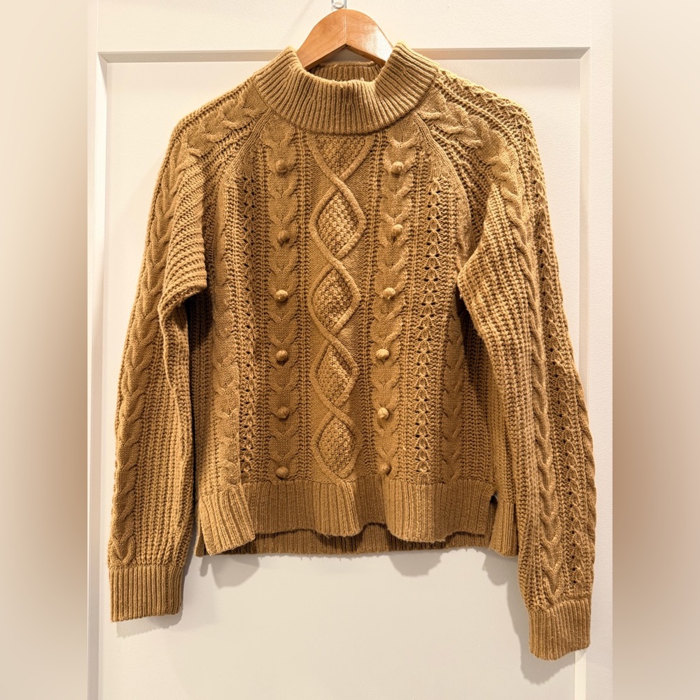 J. Crew Cable Knit Sweater in Camel Brown